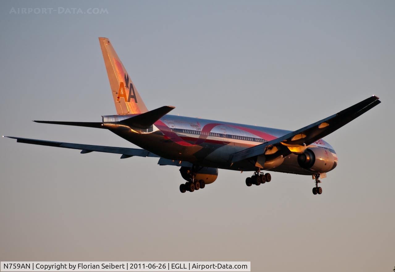 N759AN, 2001 Boeing 777-223/ER C/N 32638, Short Final 27L