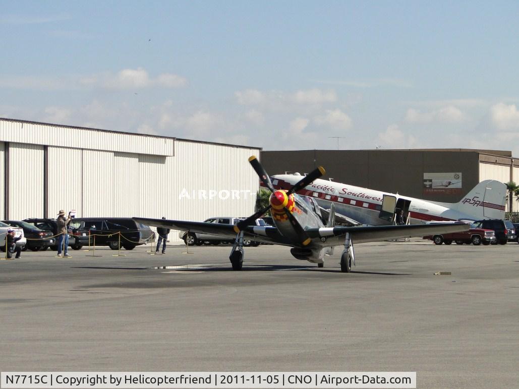 N7715C, 1944 North American P-51D C/N 44-84961A (124-44817), Starting up to take a passenger on a flight