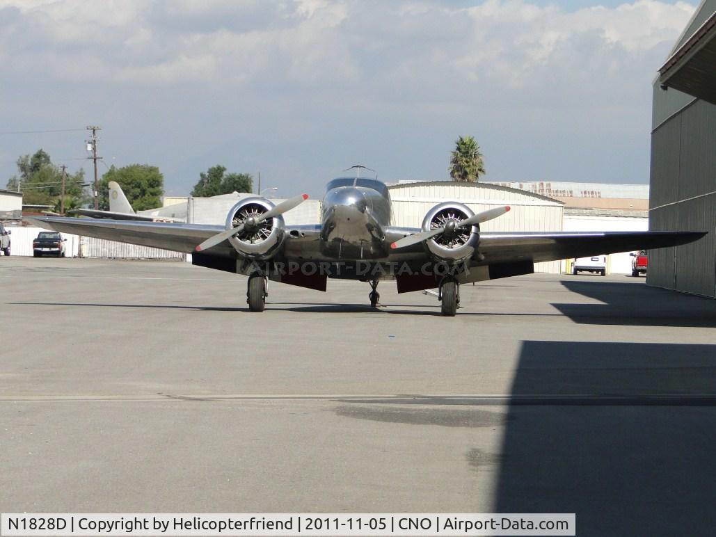 N1828D, 1952 Beech D18S C/N A-837, Parked, waiting to be moved to static disply area