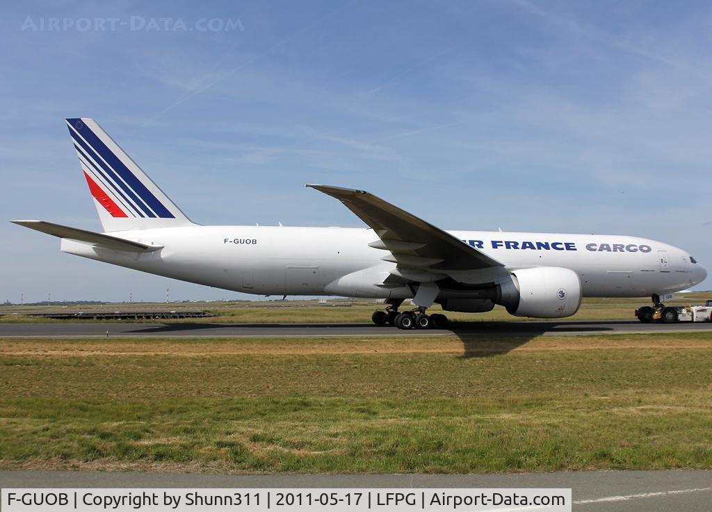 F-GUOB, 2008 Boeing 777-F28 C/N 32965, Trackted from the Air France Maintenance area to the Cargo aprom...