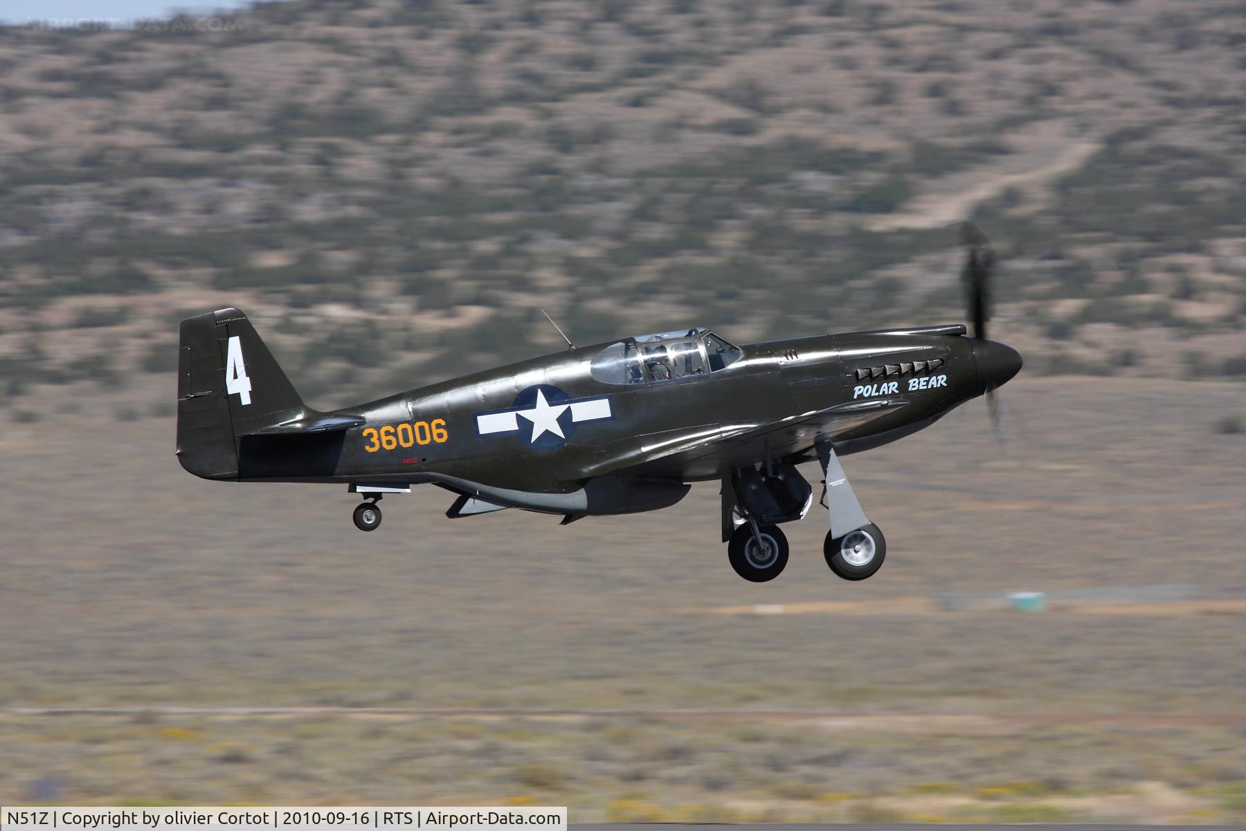 N51Z, 1985 North American P-51A-1NA Mustang C/N 99-22109, taking off during the 2010 reno air races