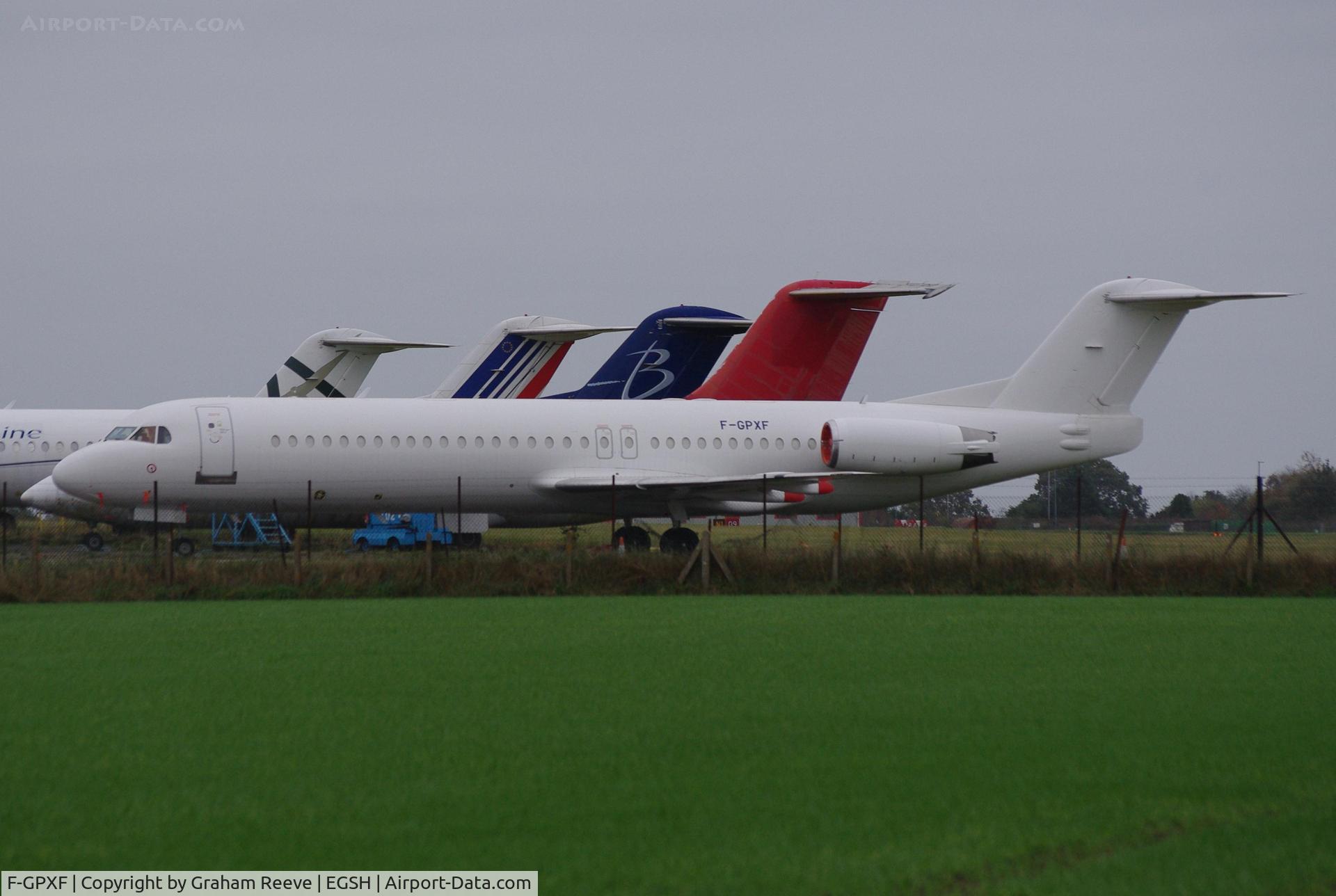 F-GPXF, 1991 Fokker 100 (F-28-0100) C/N 11330, Parked in the storeage area.
