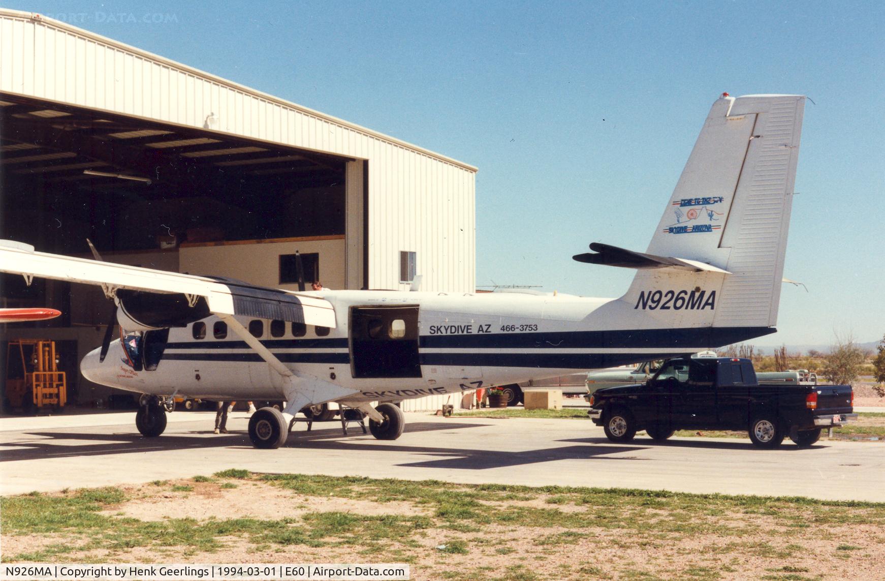 N926MA, 1968 De Havilland Canada DHC-6 TWIN OTTER C/N 133, Skydive Arizona