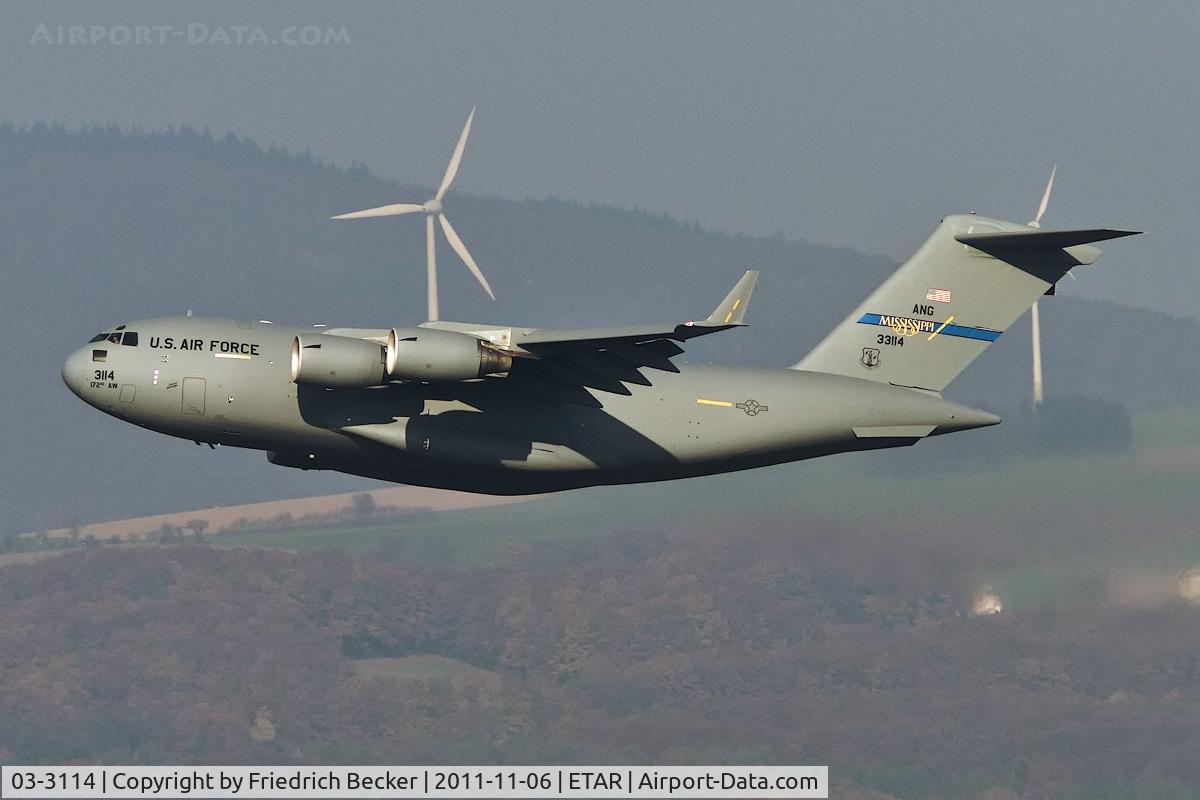 03-3114, 2003 Boeing C-17A Globemaster III C/N P-114, westbound departure out of Ramstein AB