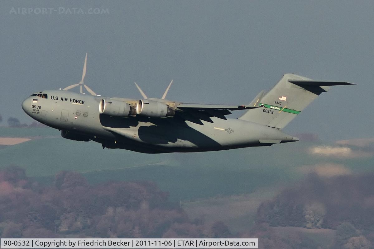 90-0532, 1990 McDonnell Douglas C-17A Globemaster III C/N P-7, westbound departure out of Ramstein AB