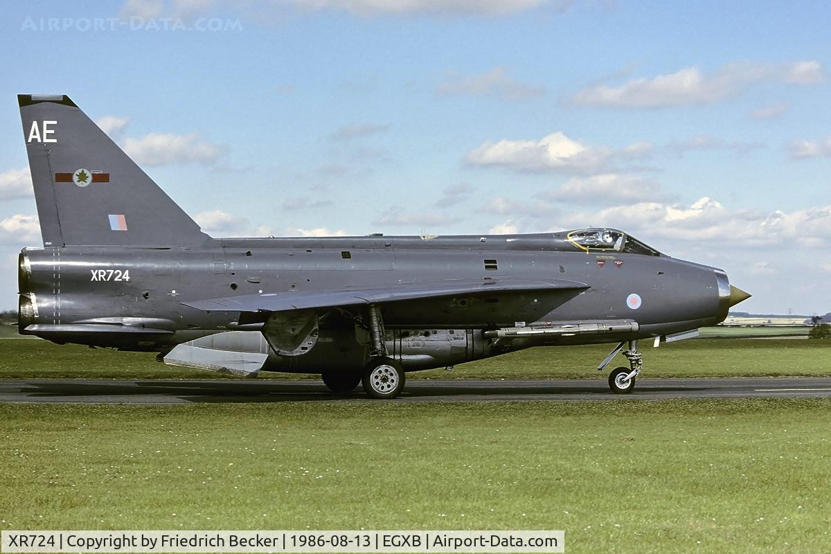 XR724, 1965 English Electric Lightning F.6 C/N 95207, taxying to the active at RAF Binbrook
