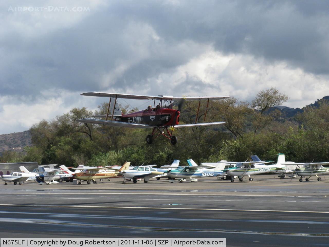 N675LF, 1944 De Havilland DH-82A Tiger Moth II C/N 86572, 1944 DeHavilland DH 82A TIGER MOTH, DeHavilland GIPSY MAJOR in-line inverted air-cooled 135 Hp, low flyover Rwy 22