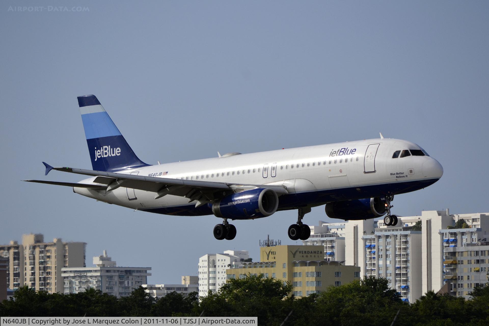 N640JB, 2006 Airbus A320-232 C/N 2832, Landing at Runway 10.