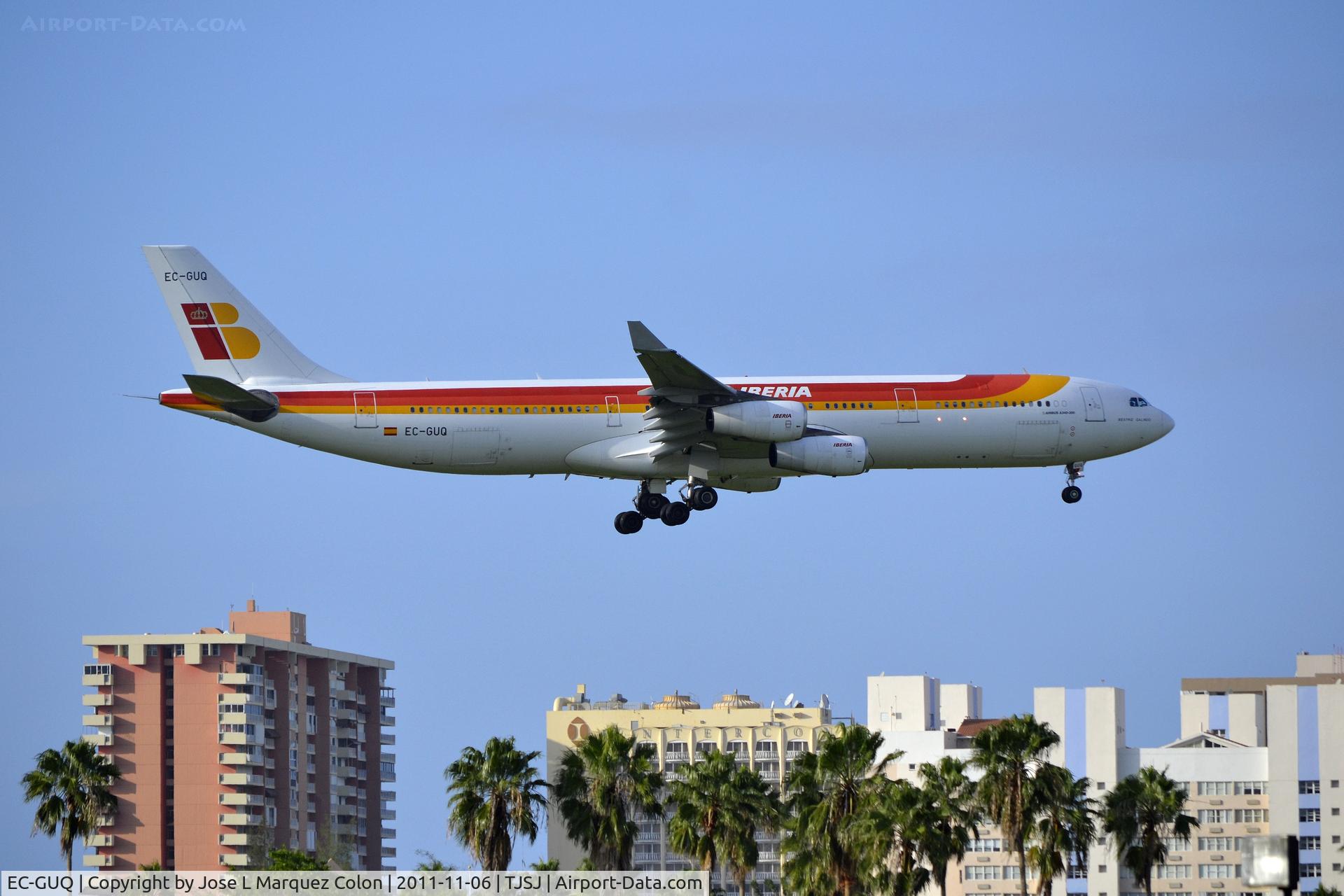 EC-GUQ, 1998 Airbus A340-313X C/N 221, Land at TJSJ from his direct fly from Spain to Puerto Rico