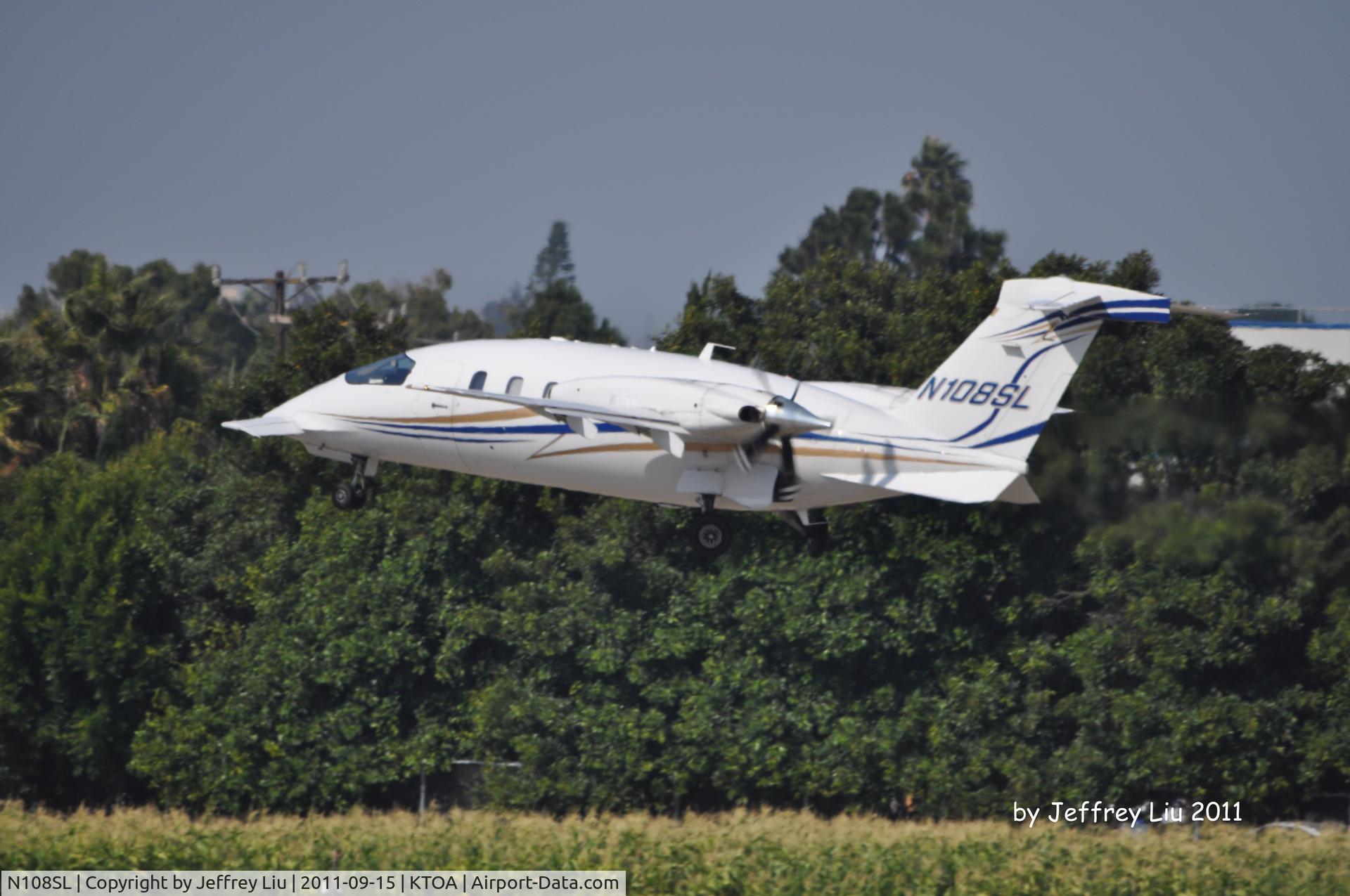 N108SL, 2005 Piaggio P-180 C/N 1108, Taking off from Torrance Airport