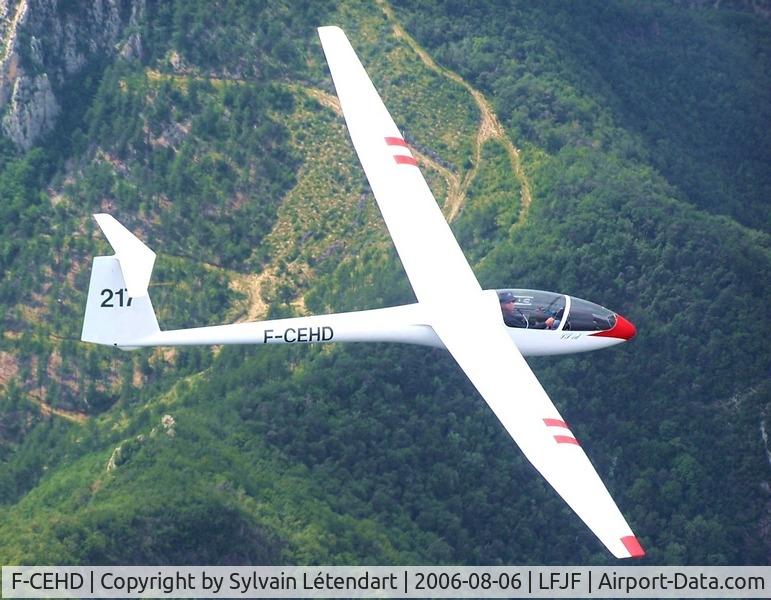 F-CEHD, 1973 Rolladen-Schneider LS-1d C/N 217, Hotel Delta flying over Aubenasson (LFJF), France