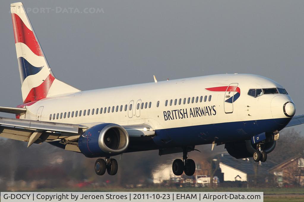 G-DOCY, 1993 Boeing 737-436 C/N 25844, ams arrival