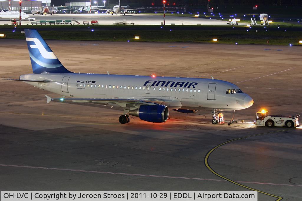 OH-LVC, 2000 Airbus A319-112 C/N 1309, at night