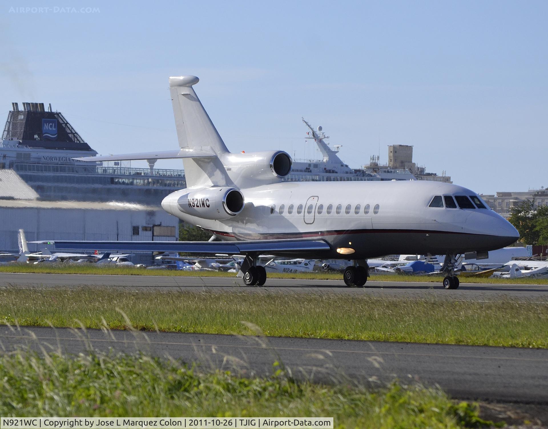 N921WC, Dassault Falcon 900EX C/N 92, Departing from TJIG to Brazil.