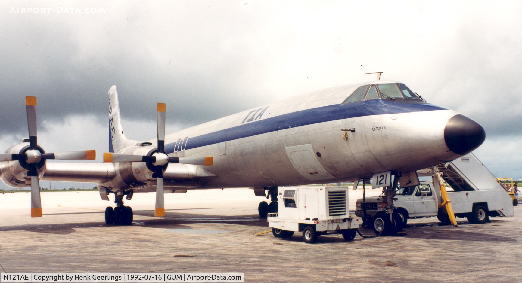 N121AE, Canadair CL-44D4 C/N 38, TIA - Tradewinds / Asia Pacific Air Cargo - Singapore