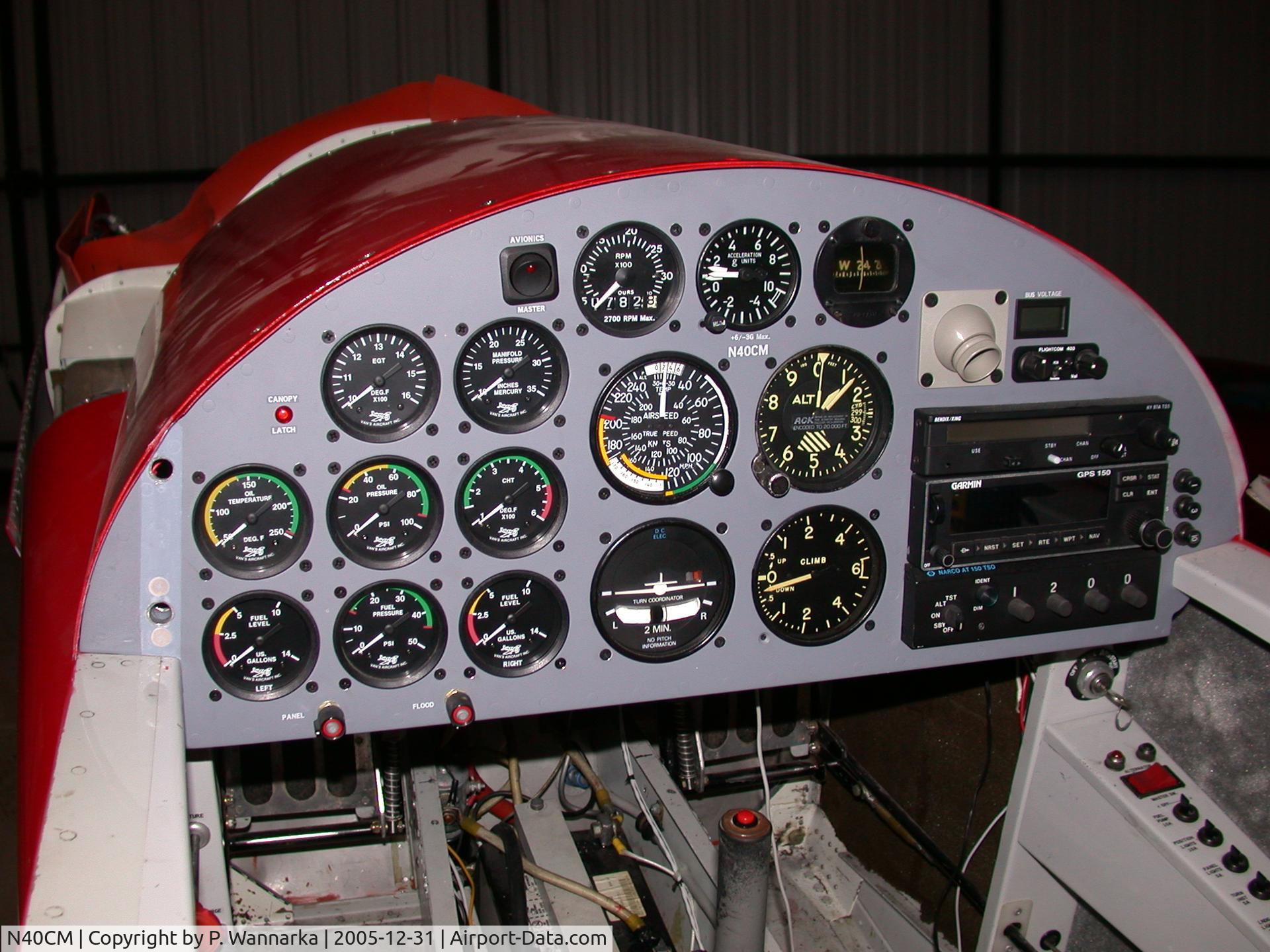 N40CM, 1987 Vans RV-4 C/N 368, Reworked Dash