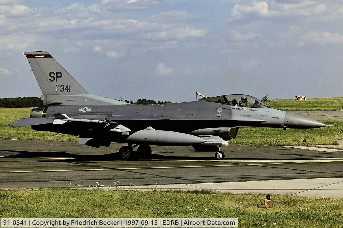 91-0341, 1991 General Dynamics F-16CJ-50-CF C/N CC-39, taxying to the active
