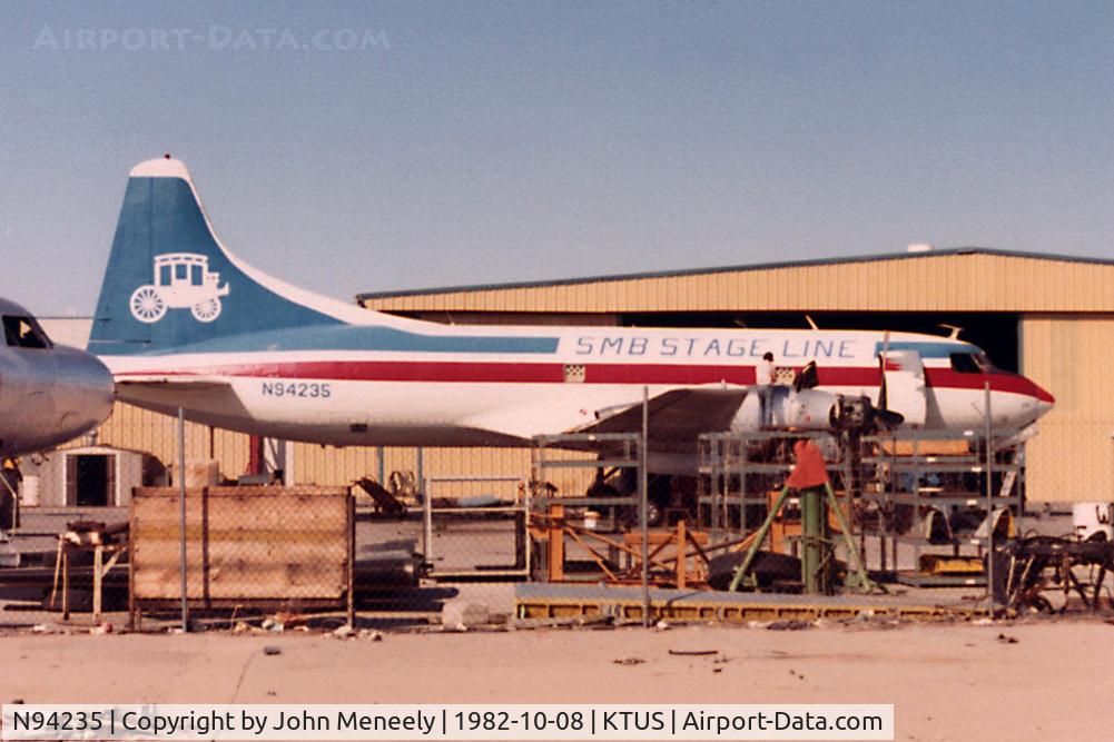 N94235, 1948 Convair 600-240D C/N 68, SMB Stage Line CV600 undergoing maintenance