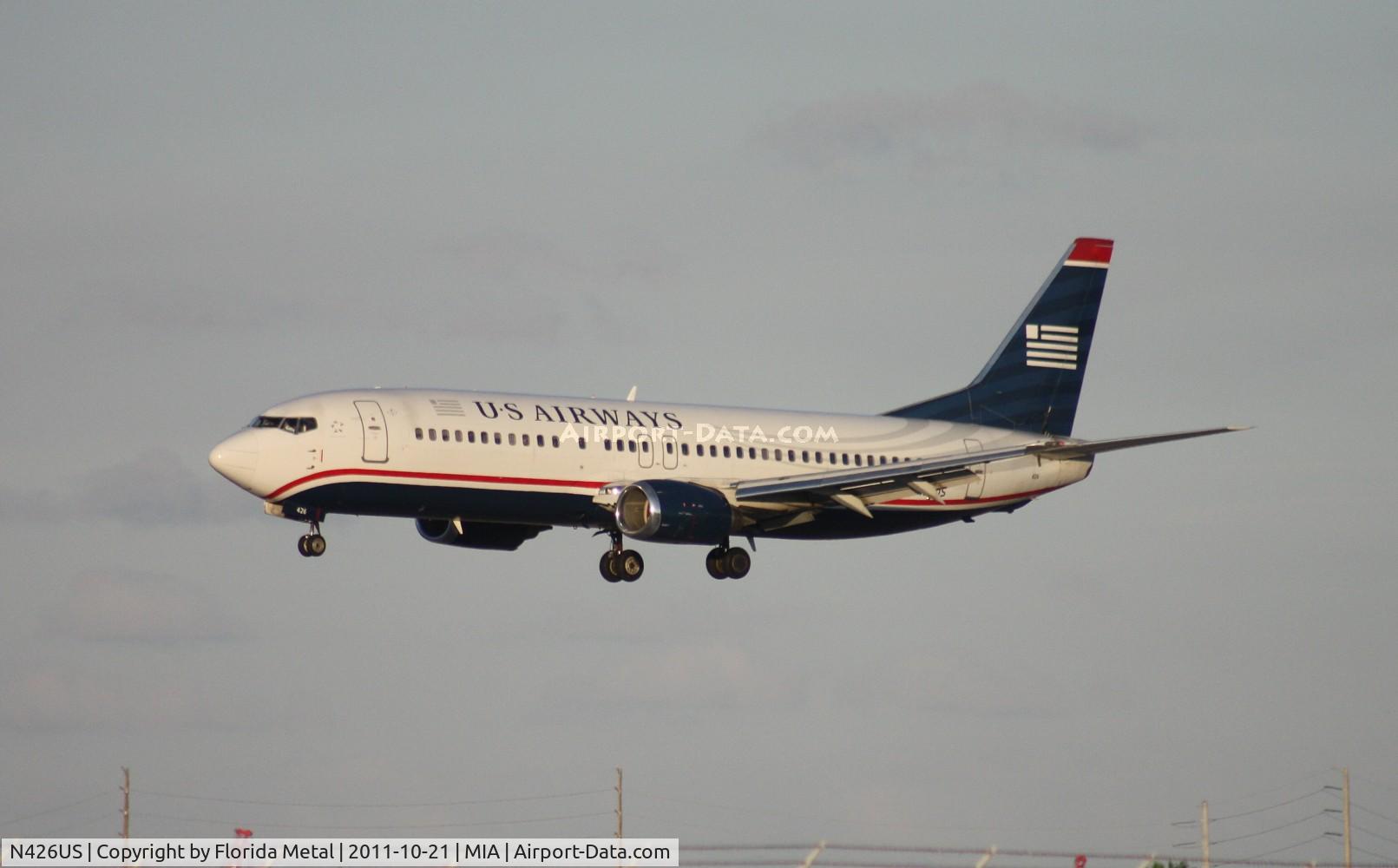 N426US, 1989 Boeing 737-4B7 C/N 24548, US Airways 737
