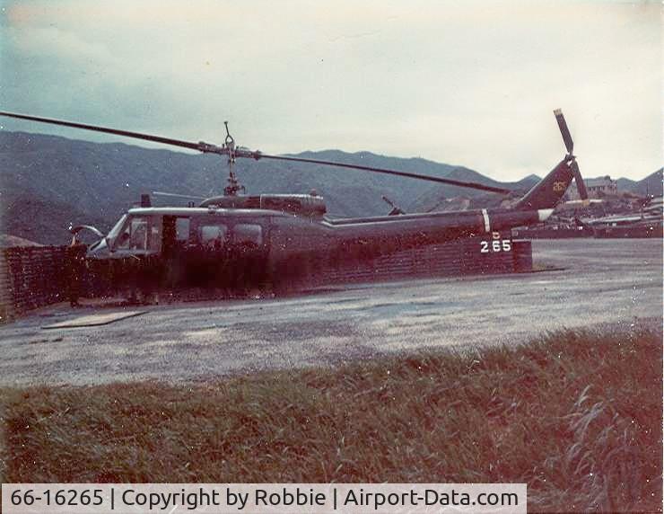 66-16265, 1966 Bell UH-1H Iroquois C/N 5959, this is another picture of bulldog 265 in her revetment in the 129th AHC Vietnam