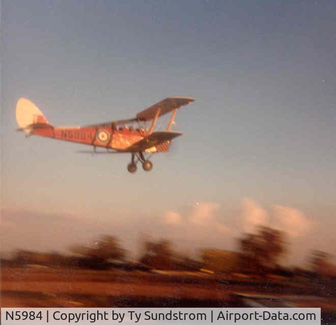 N5984, De Havilland DH-82A Tiger Moth II C/N 86501, In flight over Gallaher Field near Tulare California about 1977