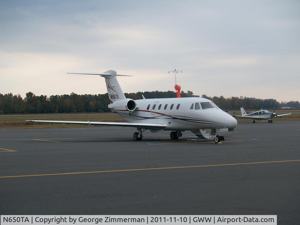 N650TA, 1985 Cessna 650 C/N 650-0088, Full Stop at Goldsboro-Wayne Executive Jetport awaiting the return of previously deplaned passengers.