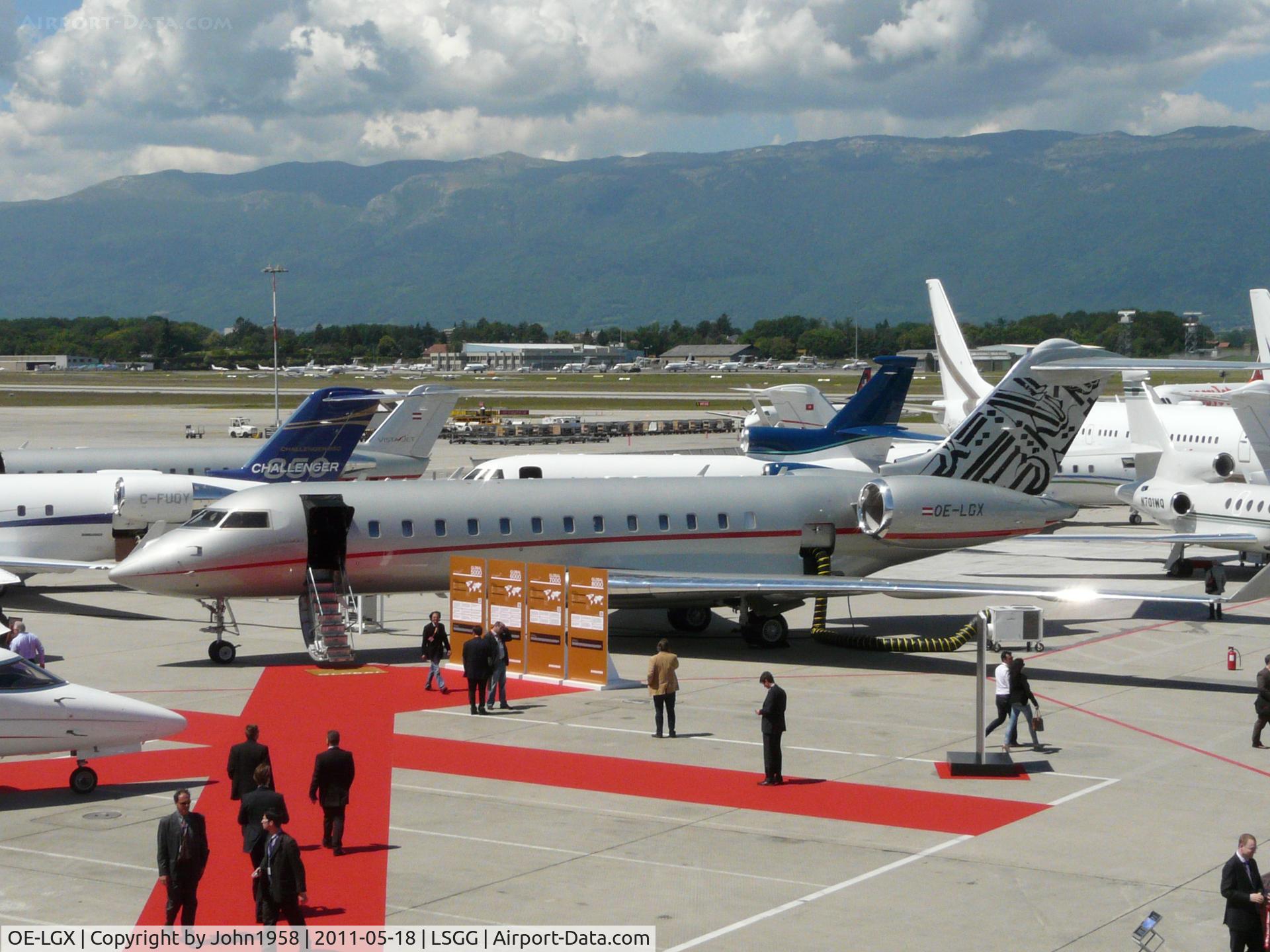OE-LGX, 2008 Bombardier BD-700-1A10 Global Express C/N 9323, Parked in EBACE static