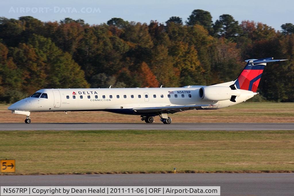 N567RP, 2003 Embraer EMB-145LR C/N 145698, Delta Connection (Chautauqua Airlines) N567RP (FLT CHQ6093) rolling out on RWY 5 after arrival from Cincinnati Northern Kentucky Int'l (KCVG).