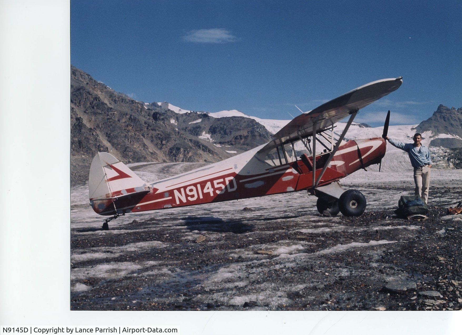 N9145D, 1958 Piper PA-18 C/N 18-6535, Castner Glacier late 60s.