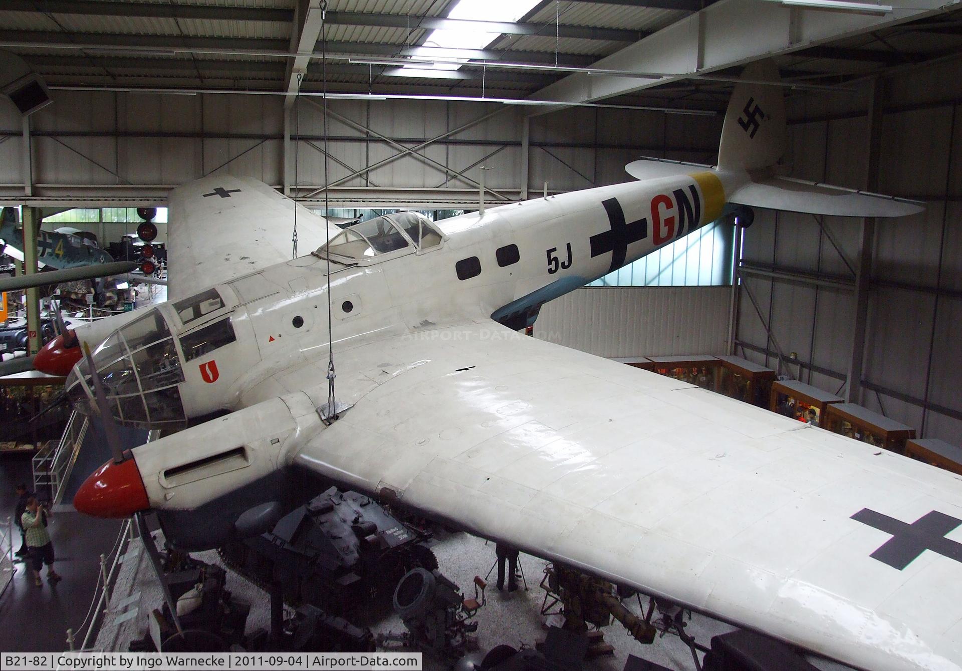 B21-82, CASA 2.111B C/N 005, CASA 2.111B (Heinkel He 111 with Rolls-Royce Merlins, painted to represent a Luftwaffe aircraft) at the Auto & Technik Museum, Sinsheim