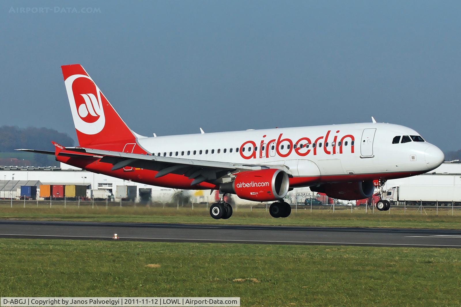 D-ABGJ, 2008 Airbus A319-112 C/N 3415, Air Berlin Airbus A319-112 landing in LOWL/LNZ