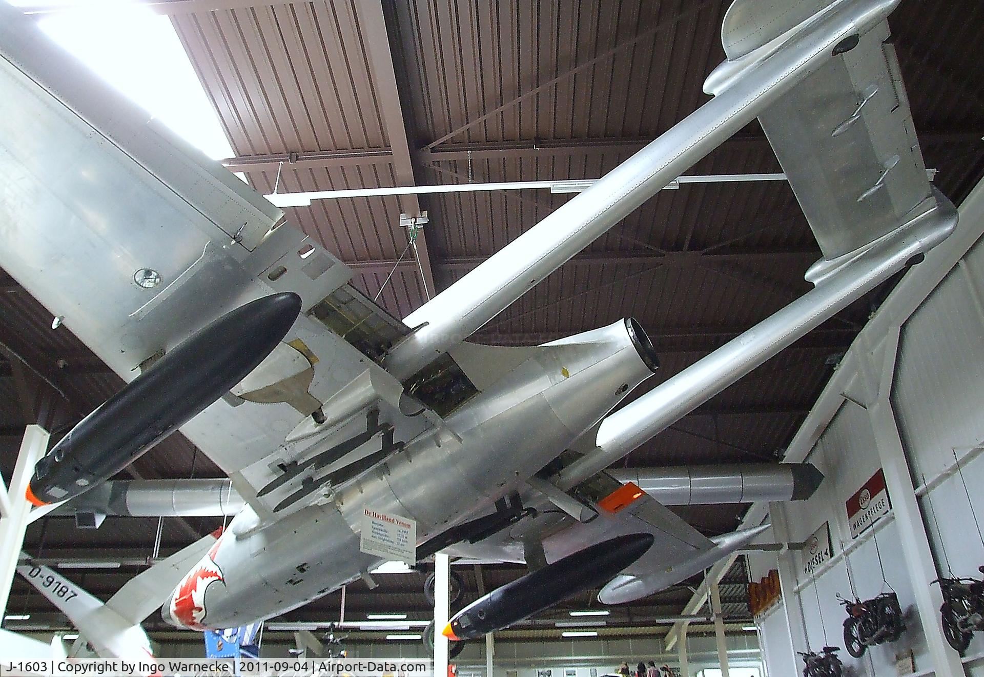 J-1603, De Havilland (F+W Emmen) DH-112 Venom FB.50 C/N 813, De Havilland D.H.112 Venom FB50 at the Auto & Technik Museum, Sinsheim