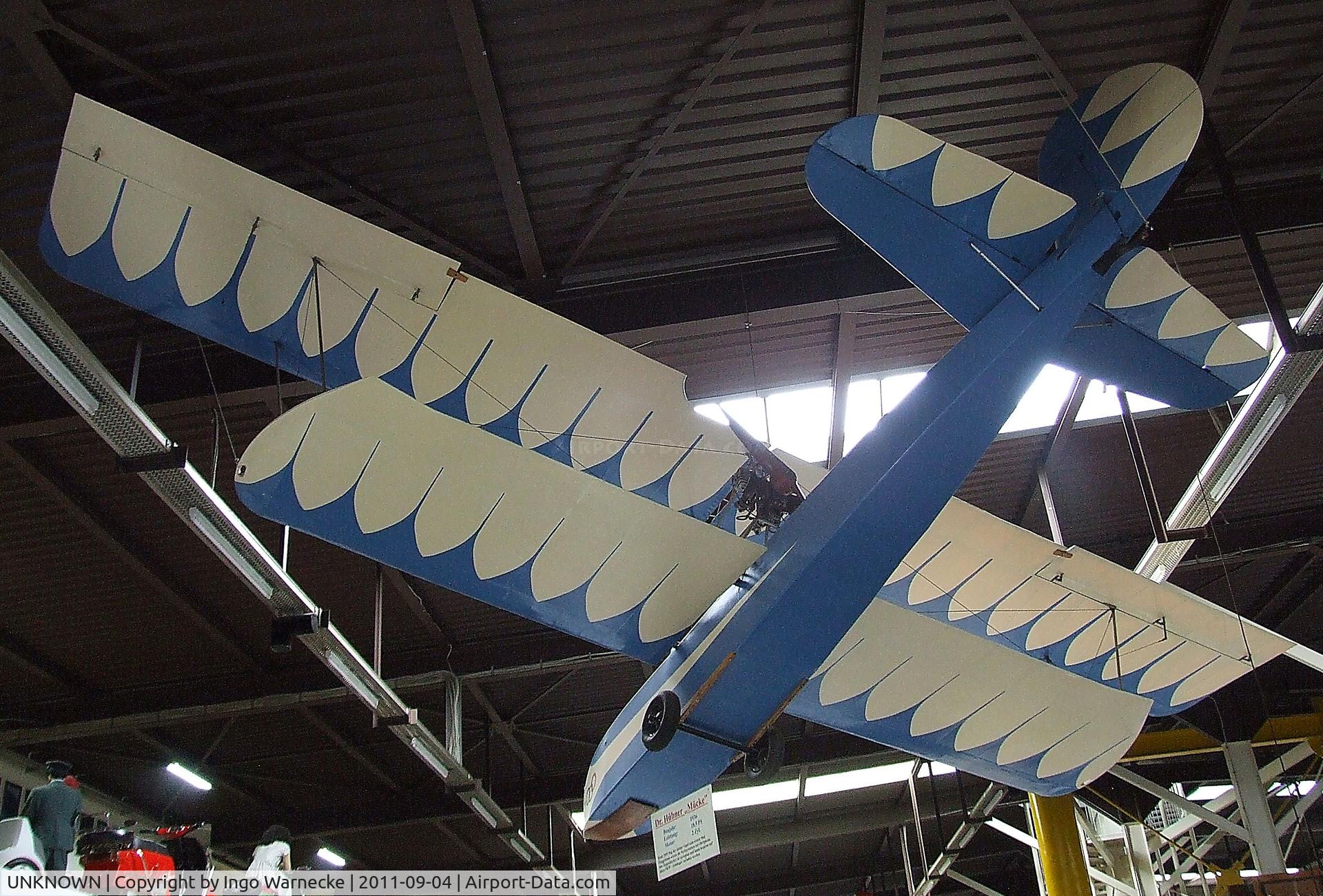 UNKNOWN, 1936 Hugo Hübner Mücke C/N 01, Dr. Hugo Hübner Mücke (even though it was never registered, it did fly!) at the Auto & Technik Museum, Sinsheim