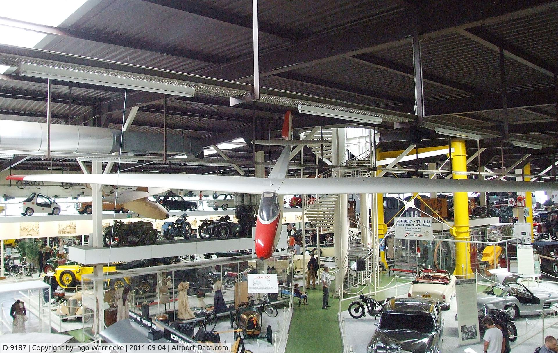 D-9187, Scheibe L-Spatz 55 C/N 565, Scheibe L-Spatz 55 at the Auto & Technik Museum, Sinsheim