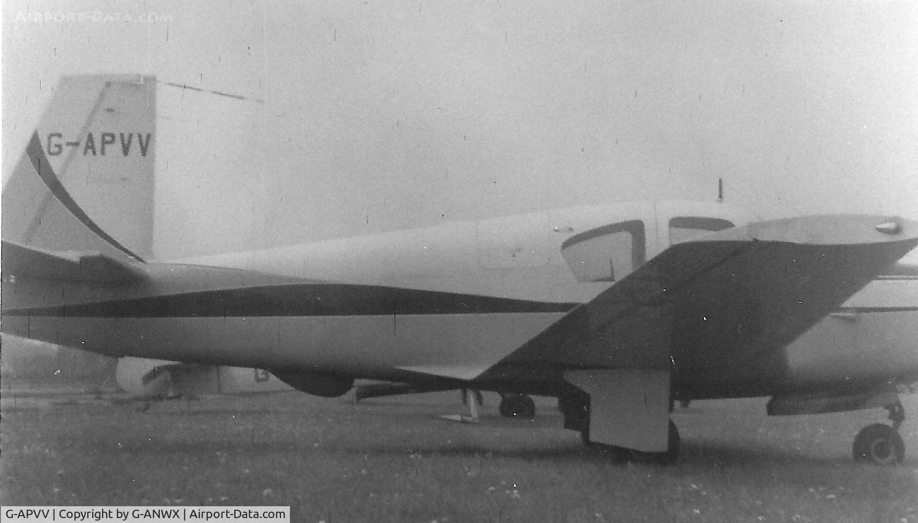 G-APVV, 1959 Mooney M20A C/N 1474, Photo taken at Kidlington 1959 with a box Brownie camera. This was the 1st Mooney on the U.K. register.