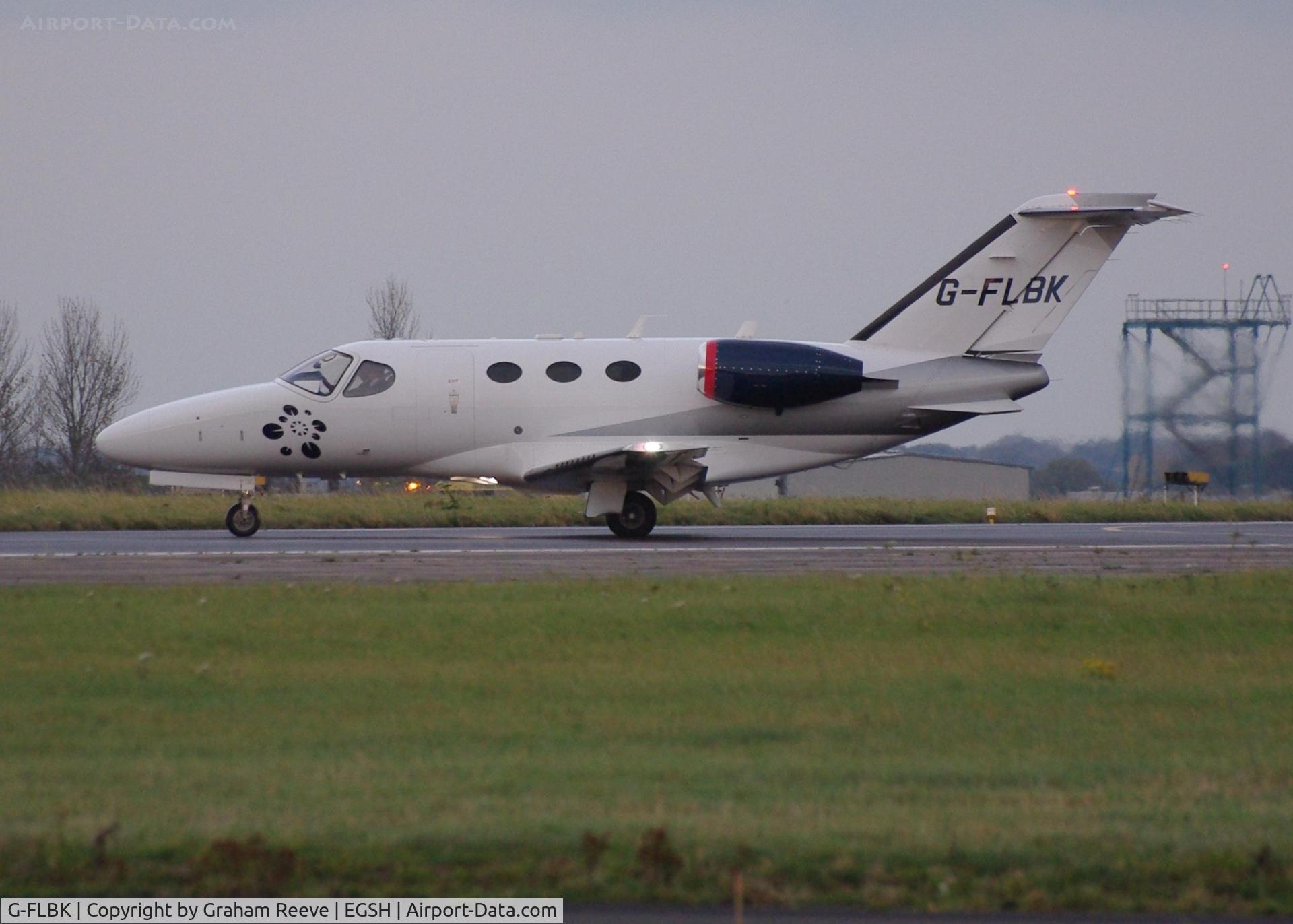 G-FLBK, 2008 Cessna 510 Citation Mustang Citation Mustang C/N 510-0068, About to depart.