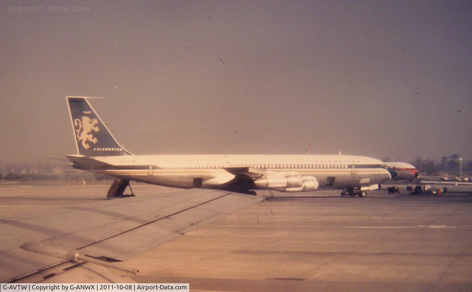 G-AVTW, 1967 Boeing 707-399C C/N 19767, Caledonian Airways. Gatwick C1970