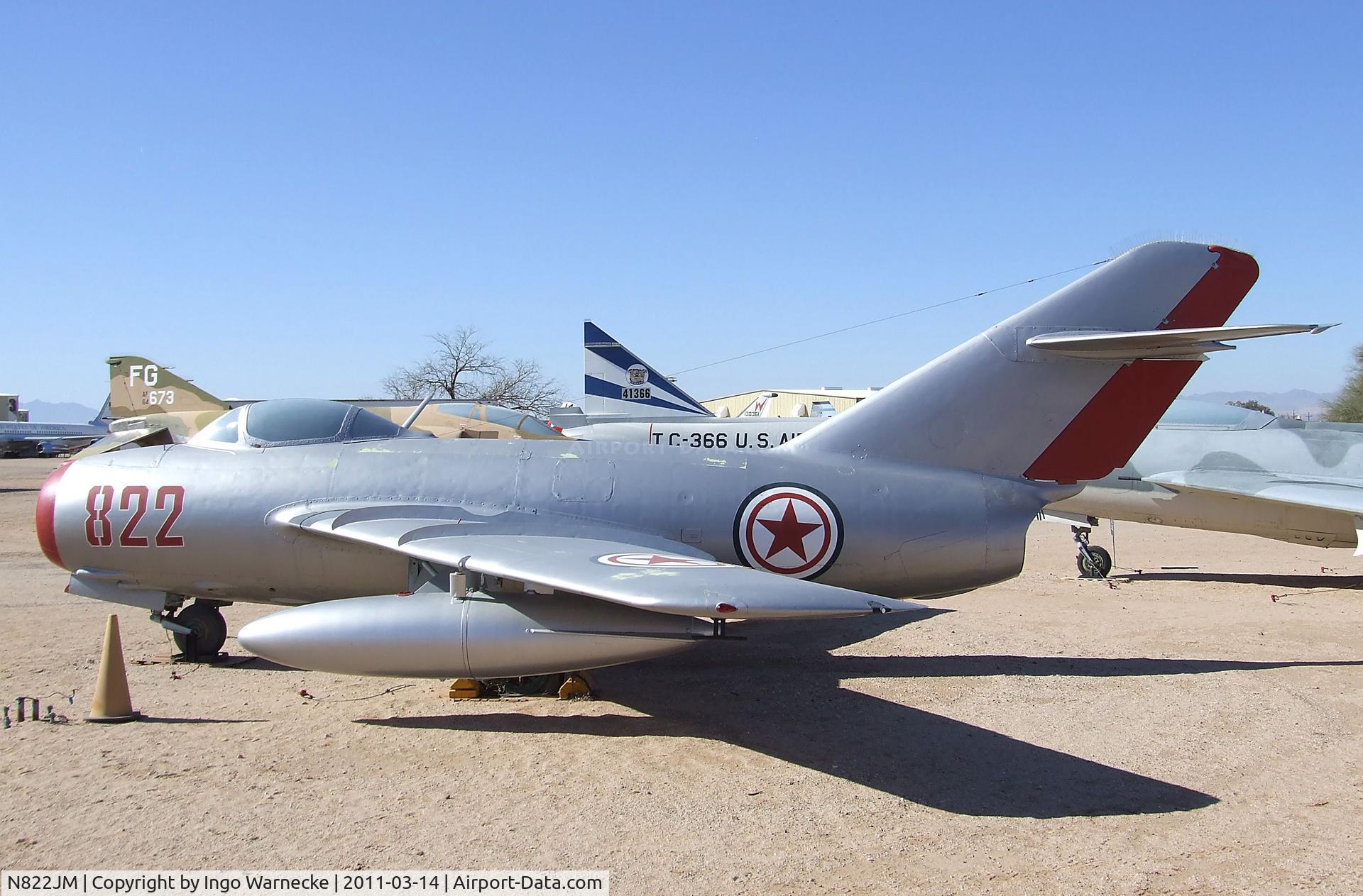 N822JM, Mikoyan-Gurevich MiG-15bis C/N 1B00822, PZL-Mielec LIM-2 (MiG-15bis) FAGOT at the Pima Air & Space Museum, Tucson AZ
