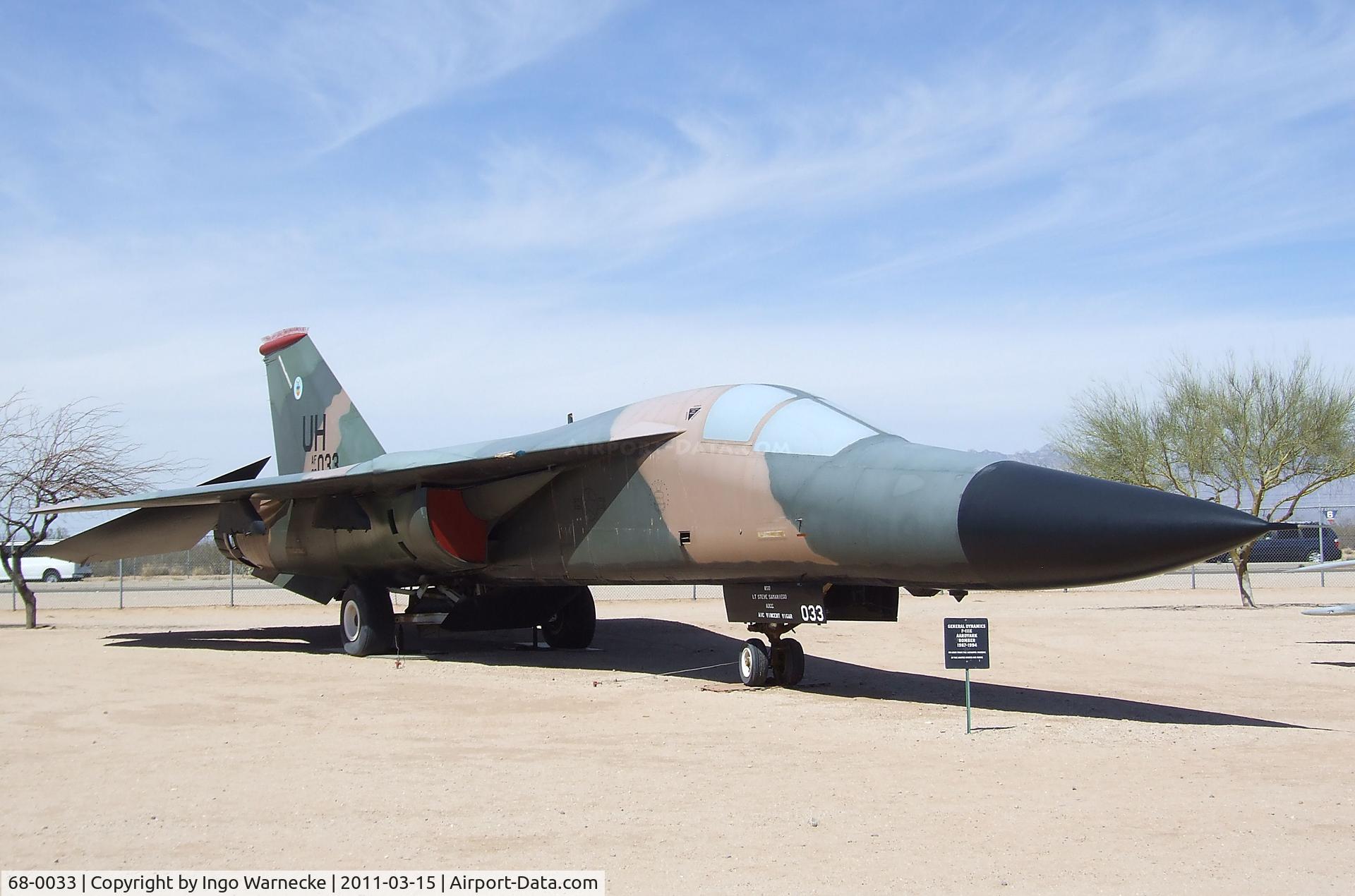 68-0033, 1968 General Dynamics F-111E Aardvark C/N A1-202, General Dynamics F-111E at the Pima Air & Space Museum, Tucson AZ