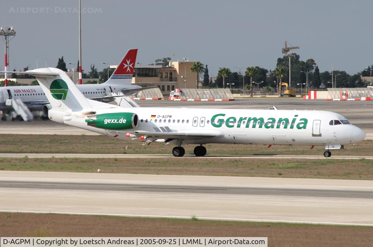 D-AGPM, 1991 Fokker 100 (F-28-0100) C/N 11331, taxi to ramp