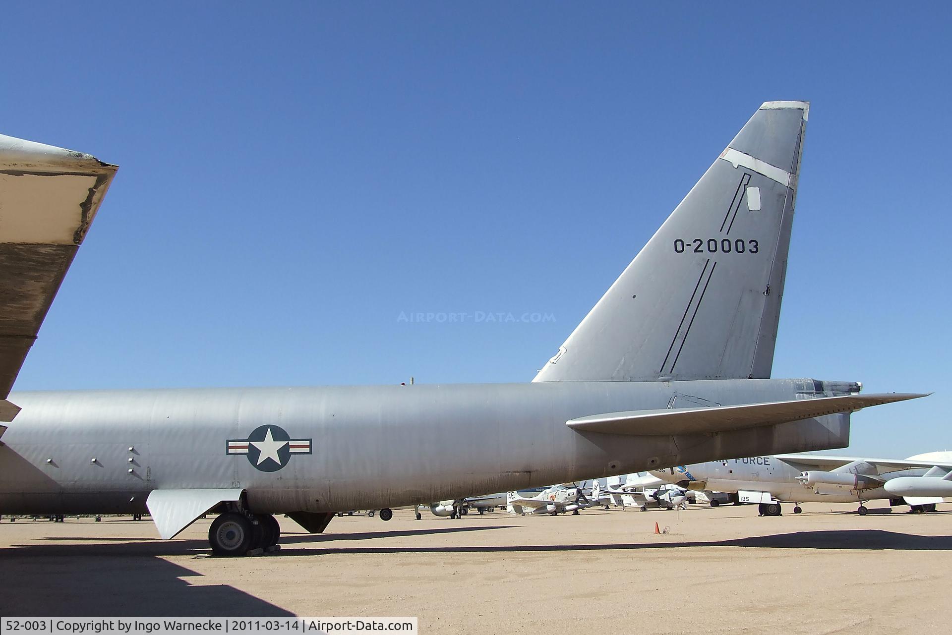 52-003, 1952 Boeing NB-52A Stratofortress C/N 16493, Boeing NB-52A Stratofortress at the Pima Air & Space Museum, Tucson AZ