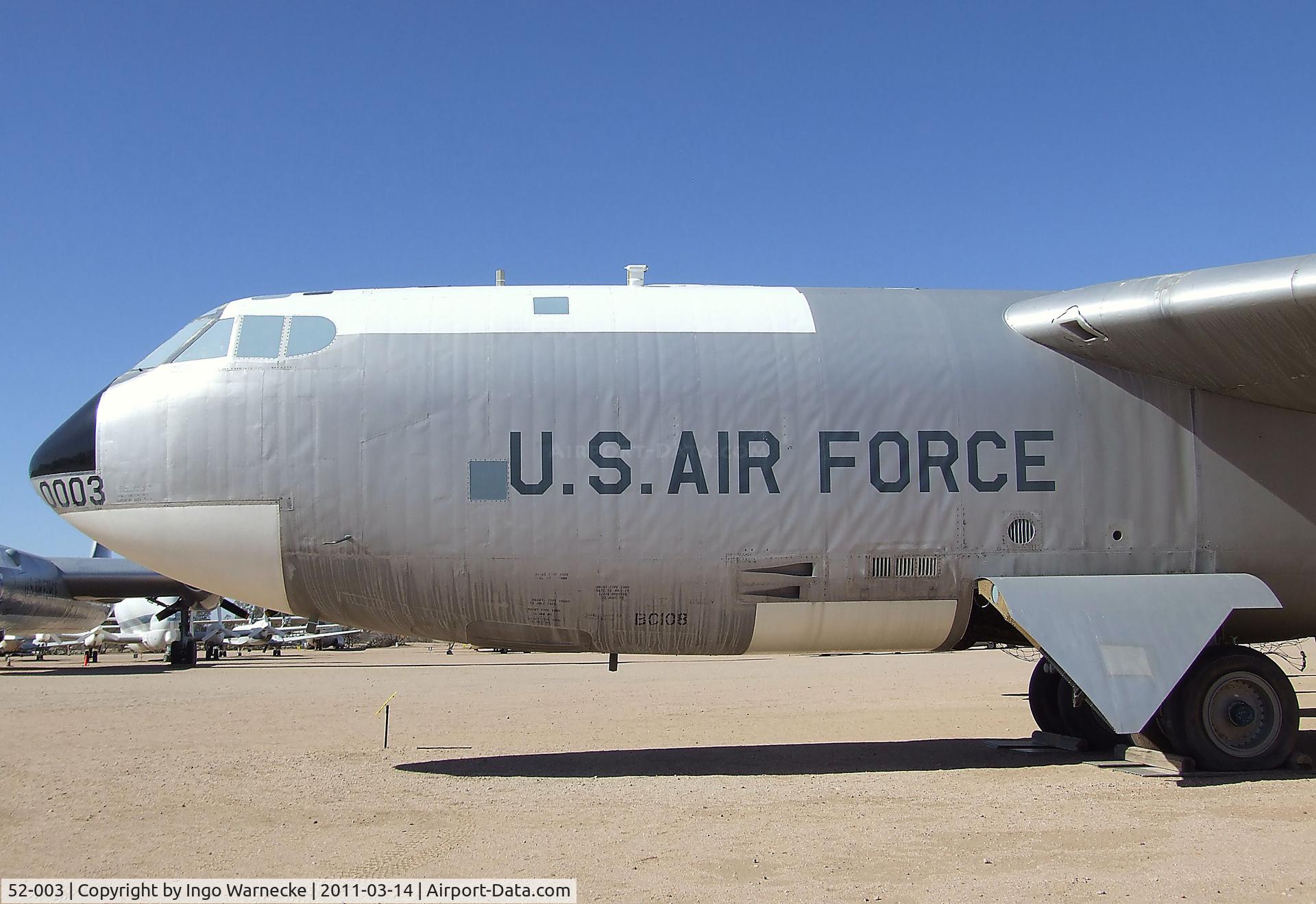 52-003, 1952 Boeing NB-52A Stratofortress C/N 16493, Boeing NB-52A Stratofortress at the Pima Air & Space Museum, Tucson AZ