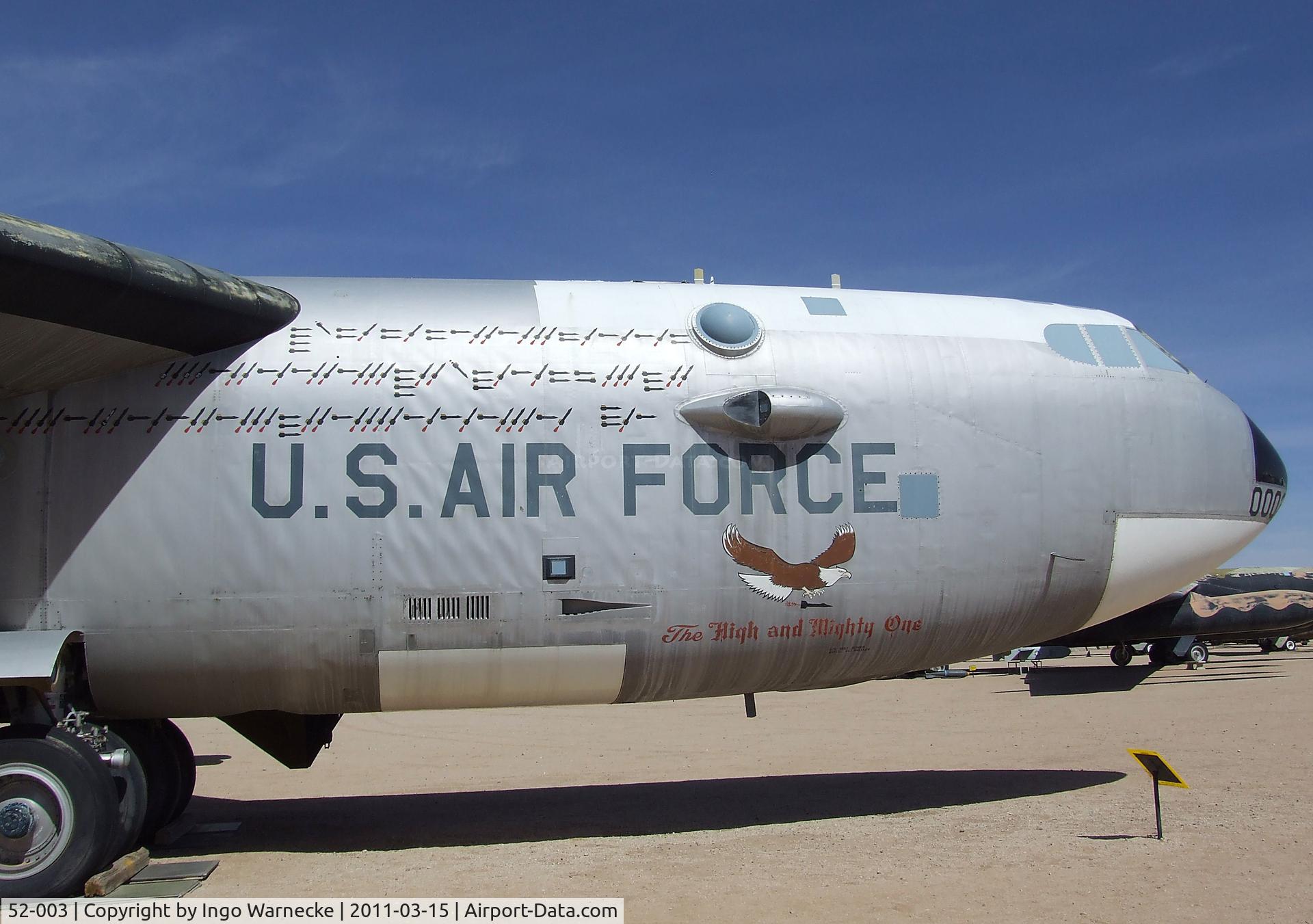 52-003, 1952 Boeing NB-52A Stratofortress C/N 16493, Boeing NB-52A Stratofortress at the Pima Air & Space Museum, Tucson AZ