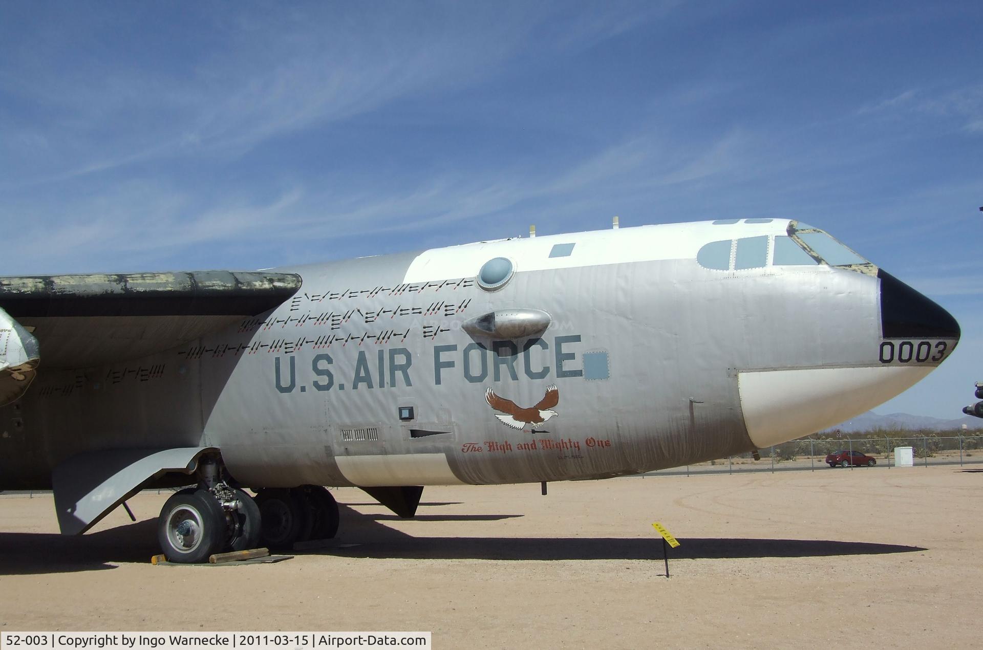 52-003, 1952 Boeing NB-52A Stratofortress C/N 16493, Boeing NB-52A Stratofortress at the Pima Air & Space Museum, Tucson AZ