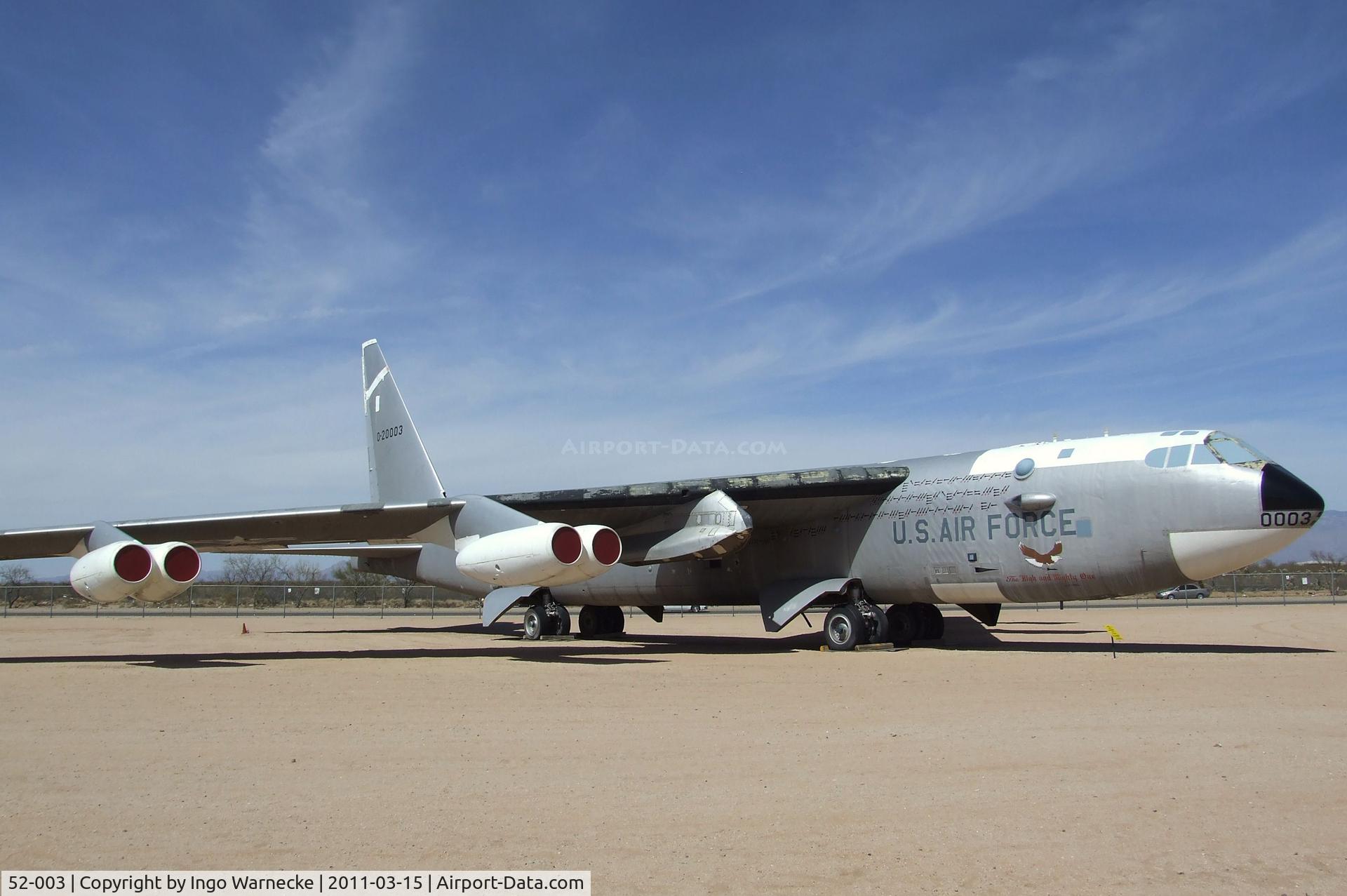 52-003, 1952 Boeing NB-52A Stratofortress C/N 16493, Boeing NB-52A Stratofortress at the Pima Air & Space Museum, Tucson AZ