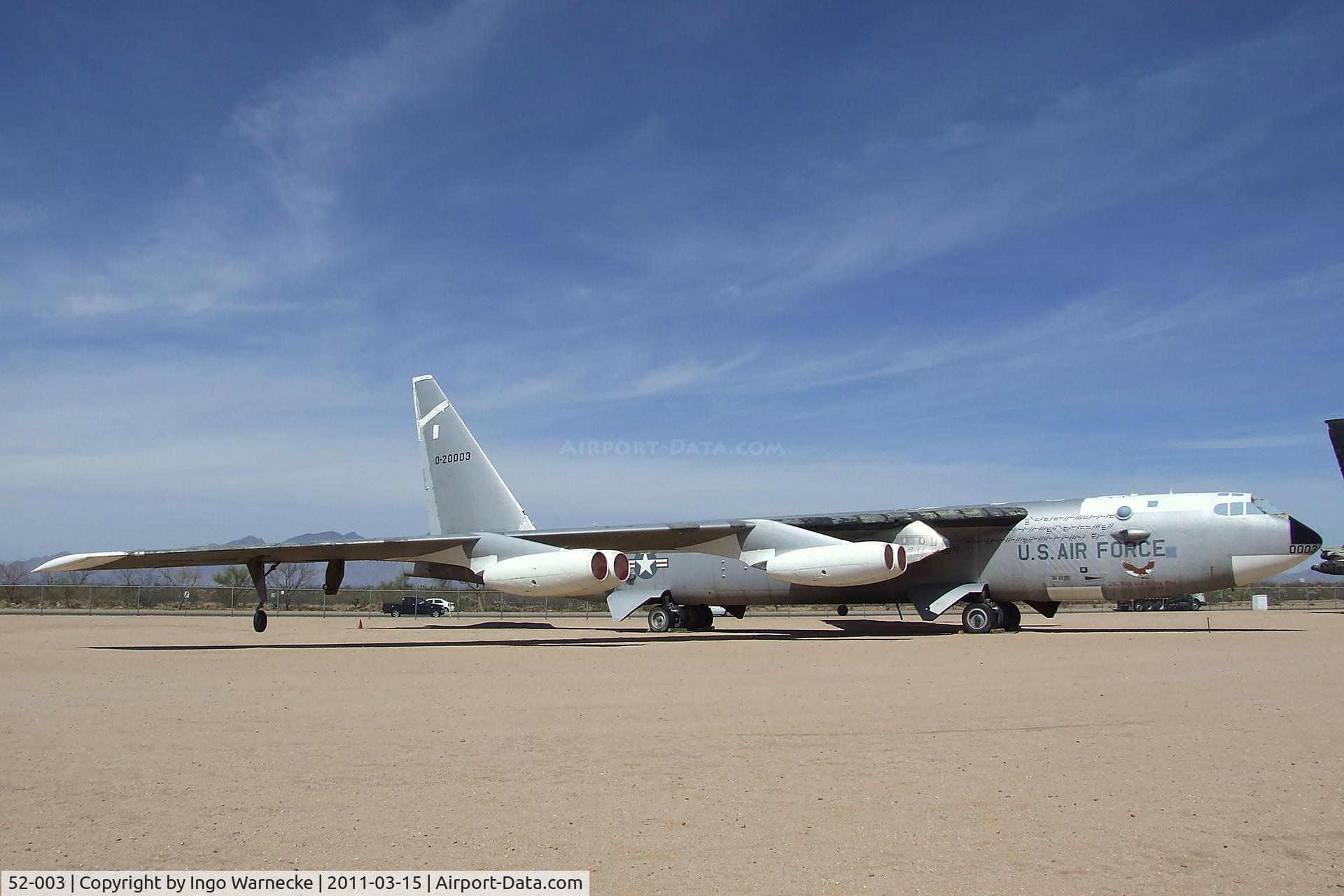 52-003, 1952 Boeing NB-52A Stratofortress C/N 16493, Boeing NB-52A Stratofortress at the Pima Air & Space Museum, Tucson AZ