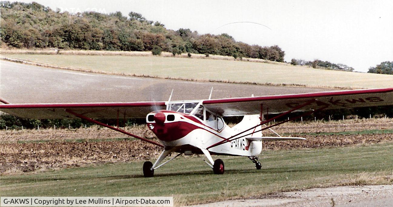 G-AKWS, 1944 Taylorcraft G Auster 4 C/N 1237, John Homewood's Auster at Cheddington strip C1990.