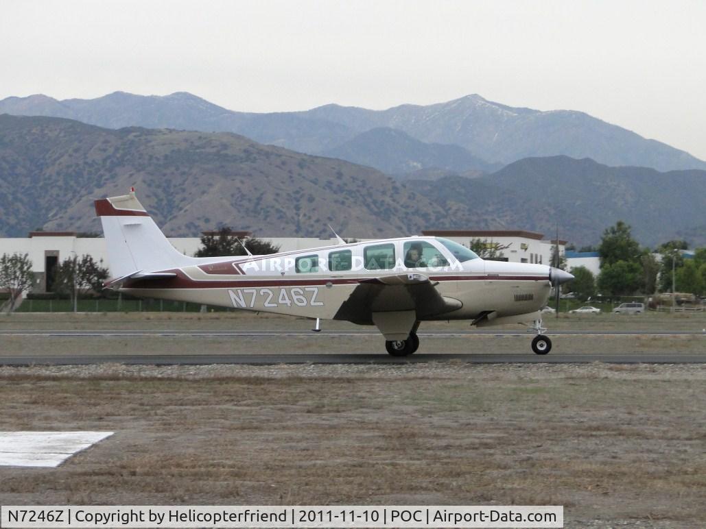 N7246Z, 1985 Beech A36 Bonanza 36 C/N E-2266, Taxiing eastbound on taxiway Sierra