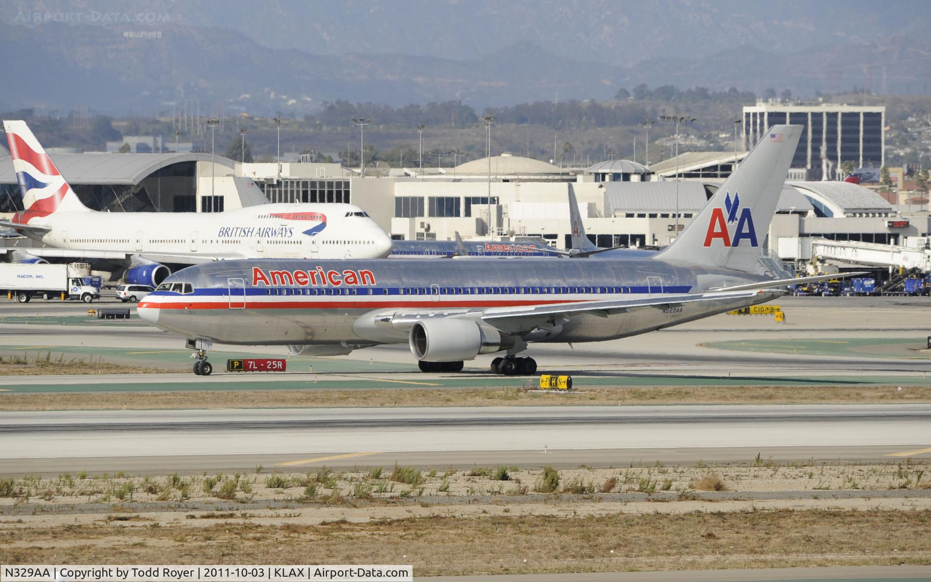 N329AA, 1987 Boeing 767-223 C/N 22329, Arriving at LAX