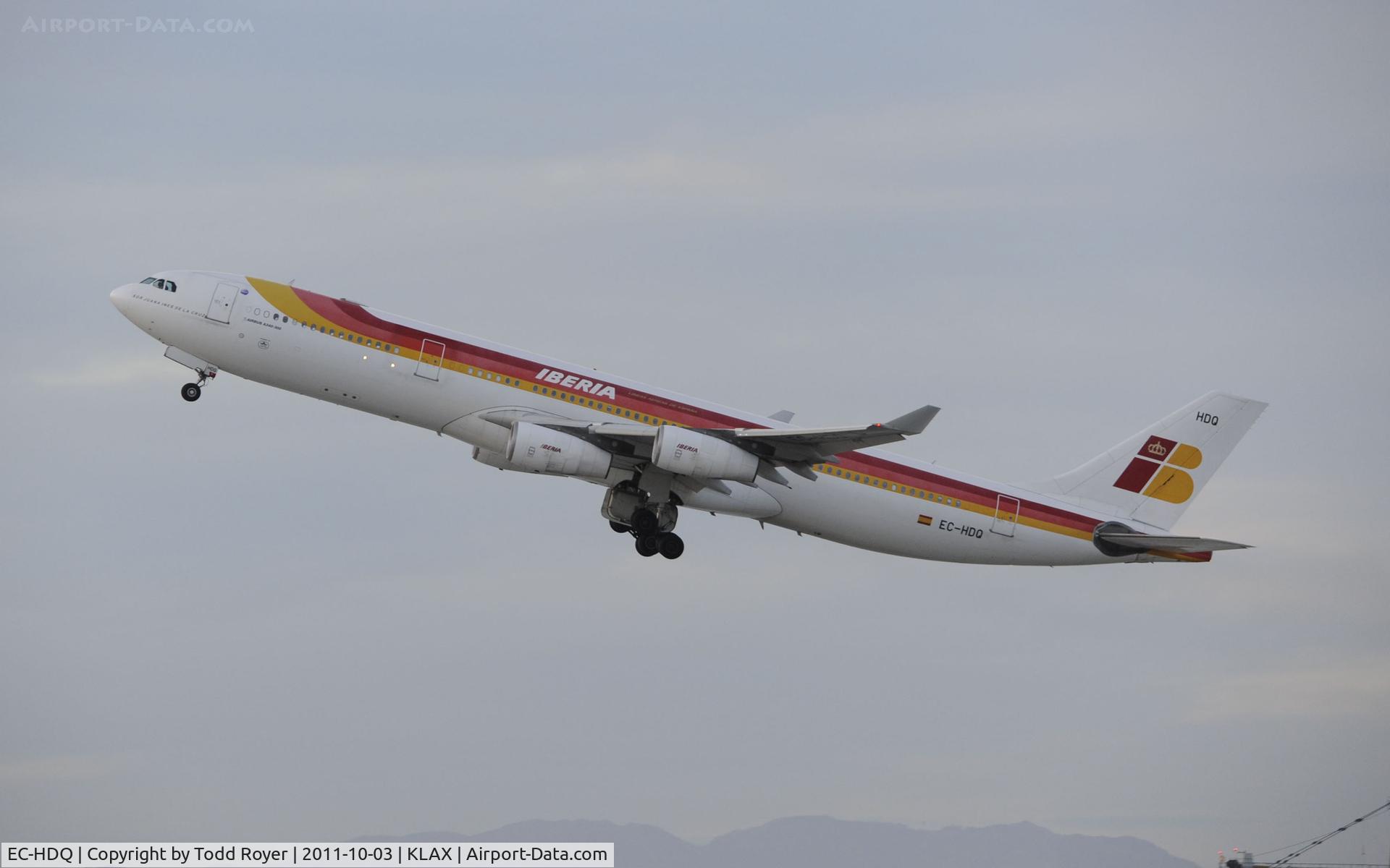 EC-HDQ, 2000 Airbus A340-313X C/N 302, Departing LAX